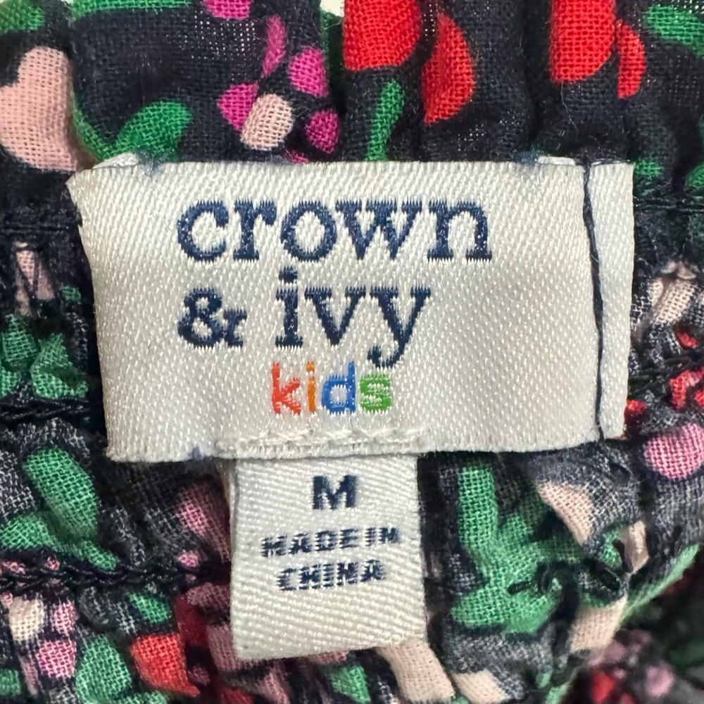 Crown & Ivy Girls Floral Smocked Dress Tiered Long Sleeve Medium - Picture 3 of 4